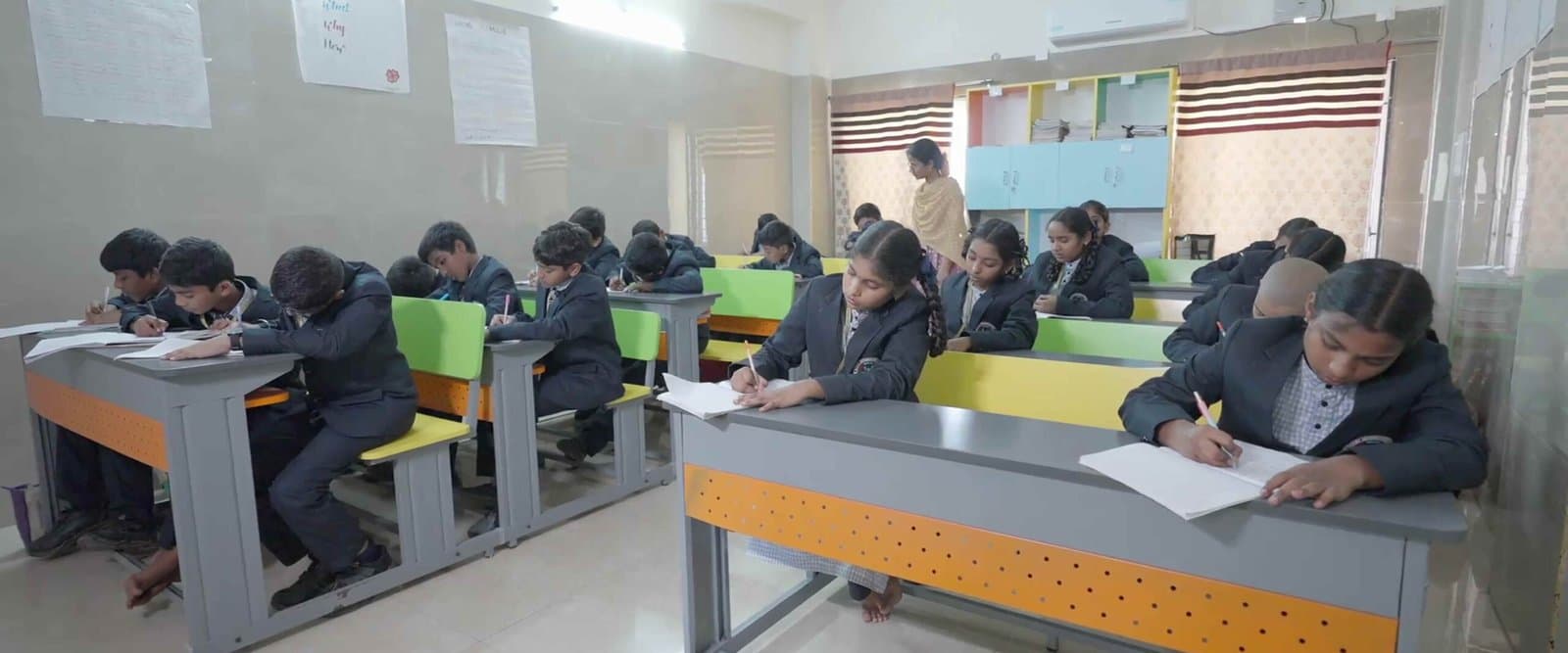 Middle school students in a group study session