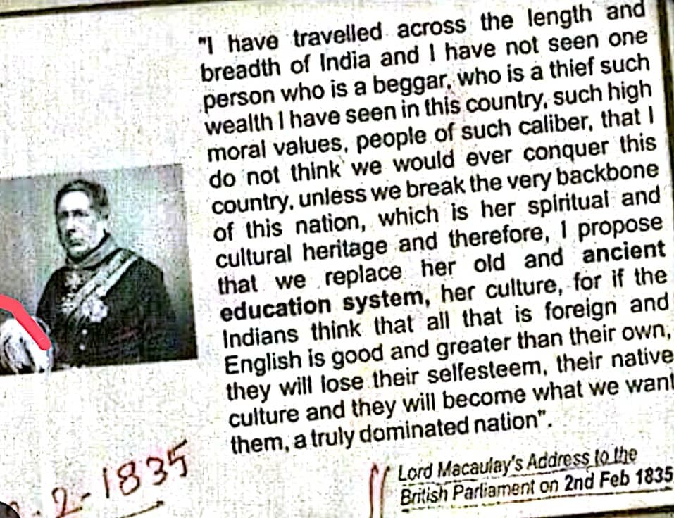Lord Macaulay’s 1835 address to the British Parliament on Indian education
